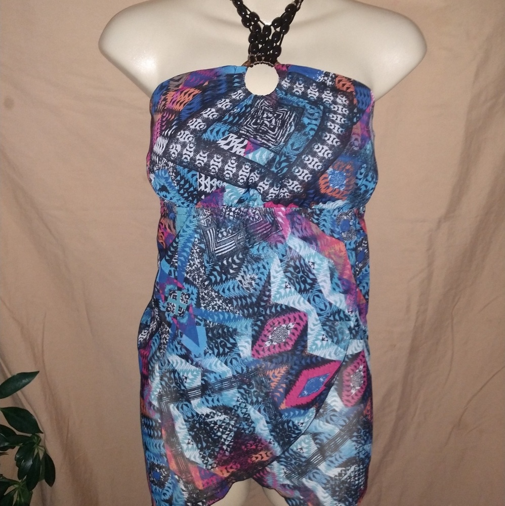 🛍️Multi Print halter shirt
